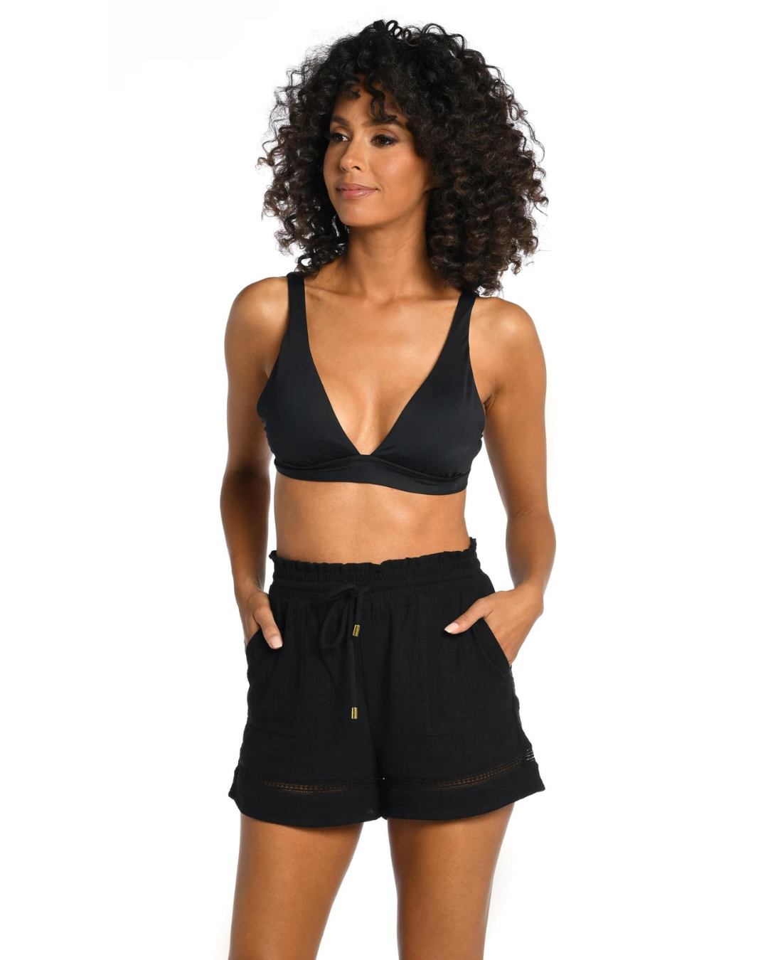 Seaside Covers Beach Shorts In Black - La Blanca