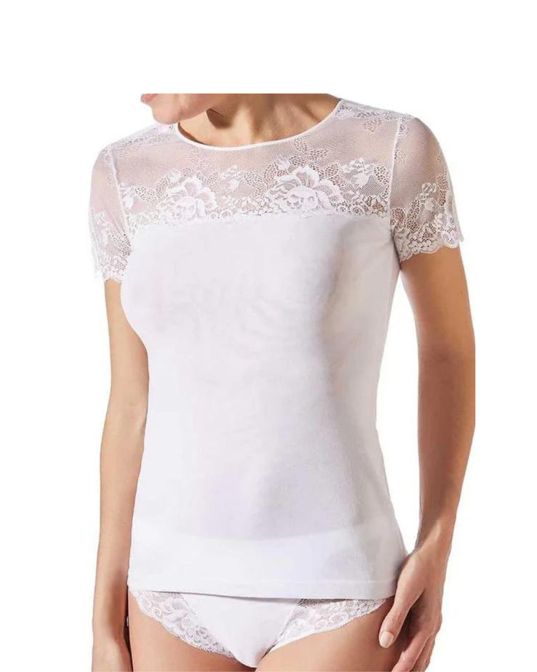 Greta Lace T-Shirt In White - Janira