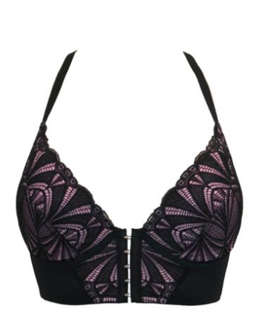 New Romance Front Fastening Bralette In Black & Rose- Pour Moi