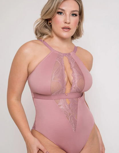 Scantilly Indulgence Stretch Lace Body In Dusty Rose - Curvy Kate