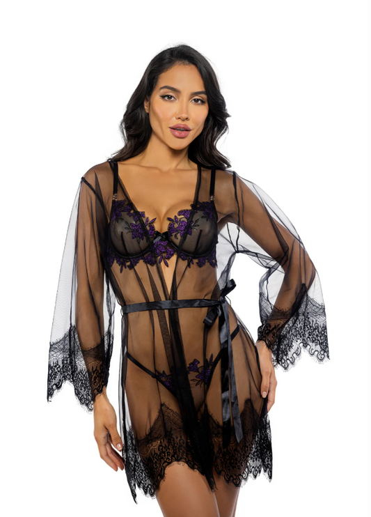 Daydream Mini Robe In Black - Roma Costume