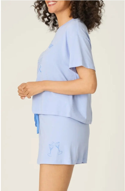 Nap Time Is My Happy Hour Graphic Print Softee Set in Cornflower - PJ Salvage