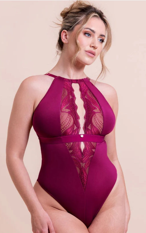 Scantilly Indulgence Stretch Lace Body In Berry Purple - Curvy Kate