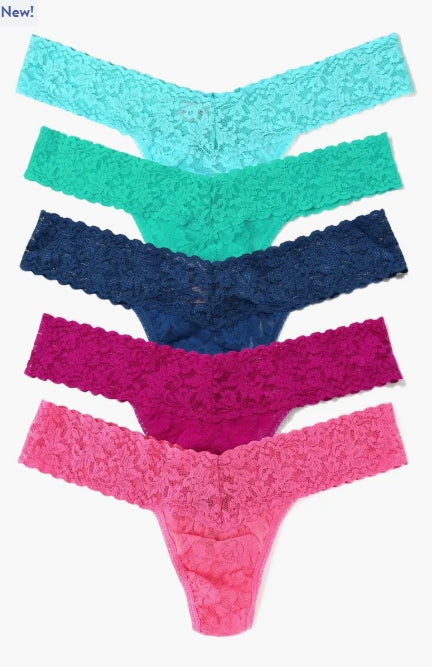 Holiday Cracker 5PK Low Rise Thongs In Aquatic Blue, Seafoam Blue, Deep Dive, Countess Pink & Sugar Rush Pink - Hanky Panky
