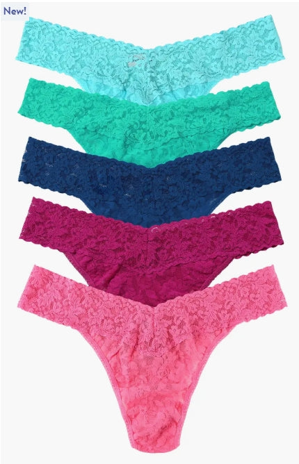 Holiday Cracker 5PK Original Rise Thongs In Aquatic Blue, Seafoam Blue, Deep Dive, Countess Pink & Sugar Rush Pink - Hanky Panky