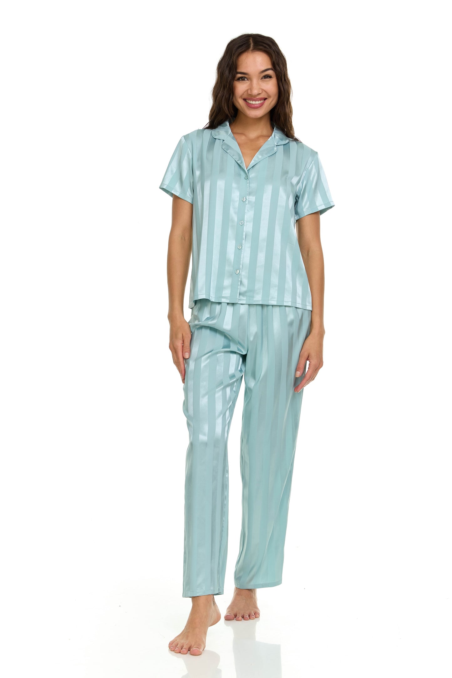 Angela PJ Set In Frosted Teal - Flora Nikrooz