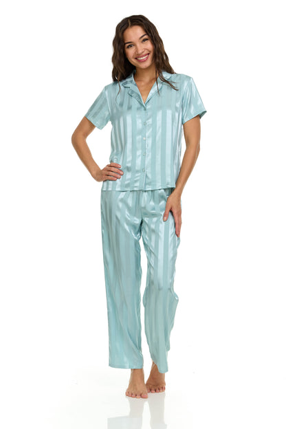 Angela PJ Set In Frosted Teal - Flora Nikrooz