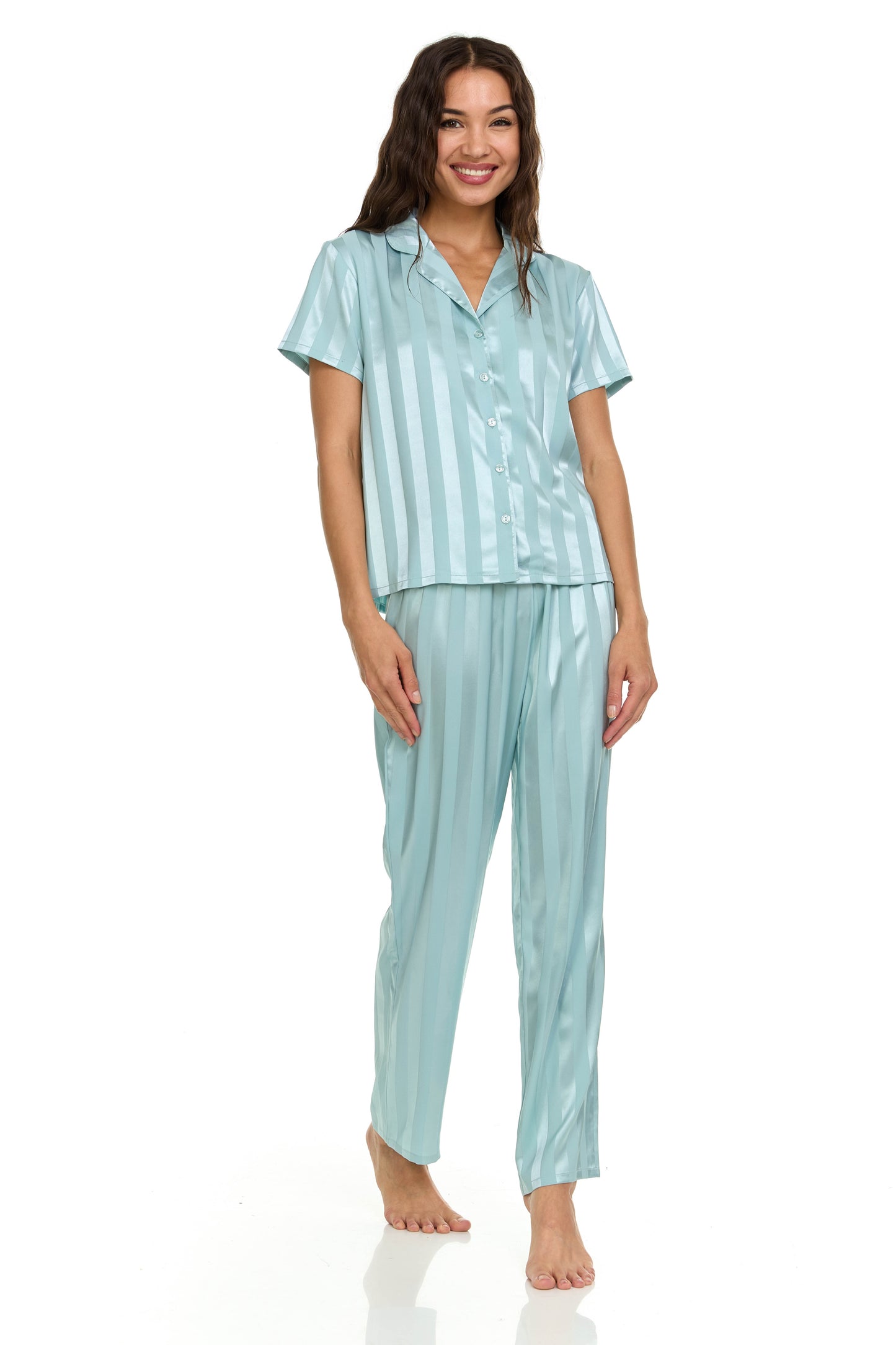 Angela PJ Set In Frosted Teal - Flora Nikrooz