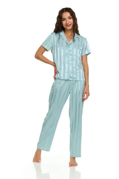 Angela PJ Set In Frosted Teal - Flora Nikrooz