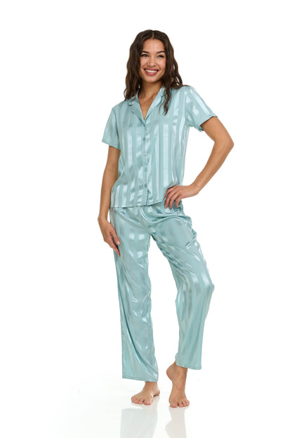 Angela PJ Set In Frosted Teal - Flora Nikrooz