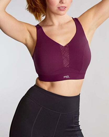 Endurance Non Padded Sports Wired Bra In Berry/Chalk - Panache