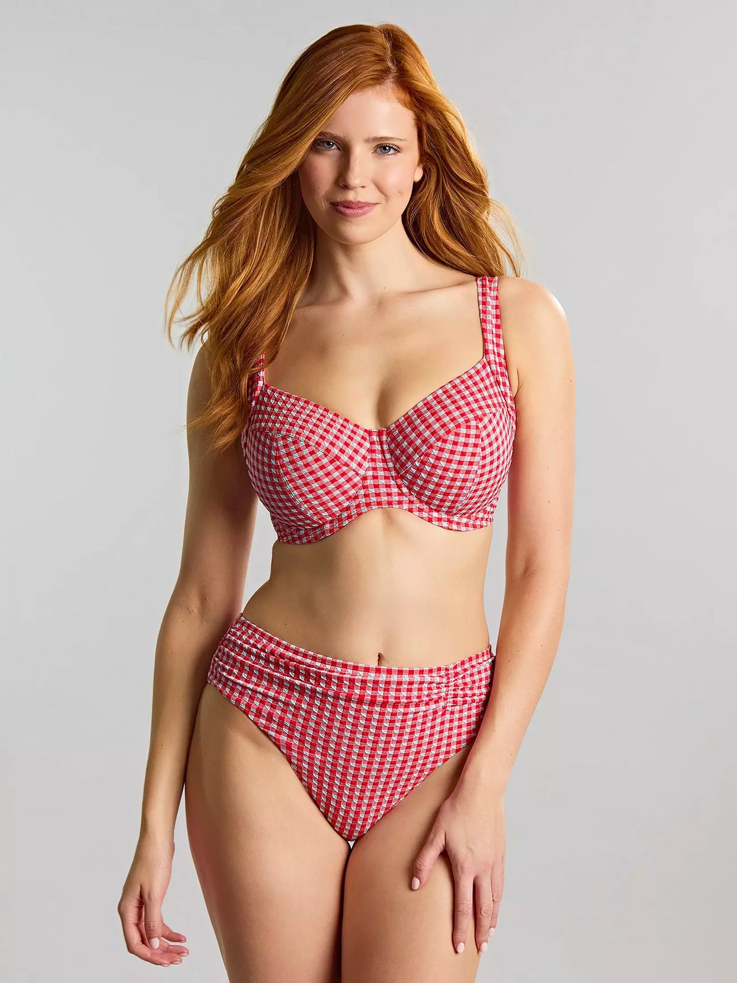 Gingham Midi Brief in Red Gingham - Panache