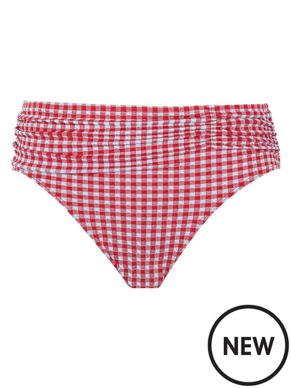 Gingham Midi Brief in Red Gingham - Panache