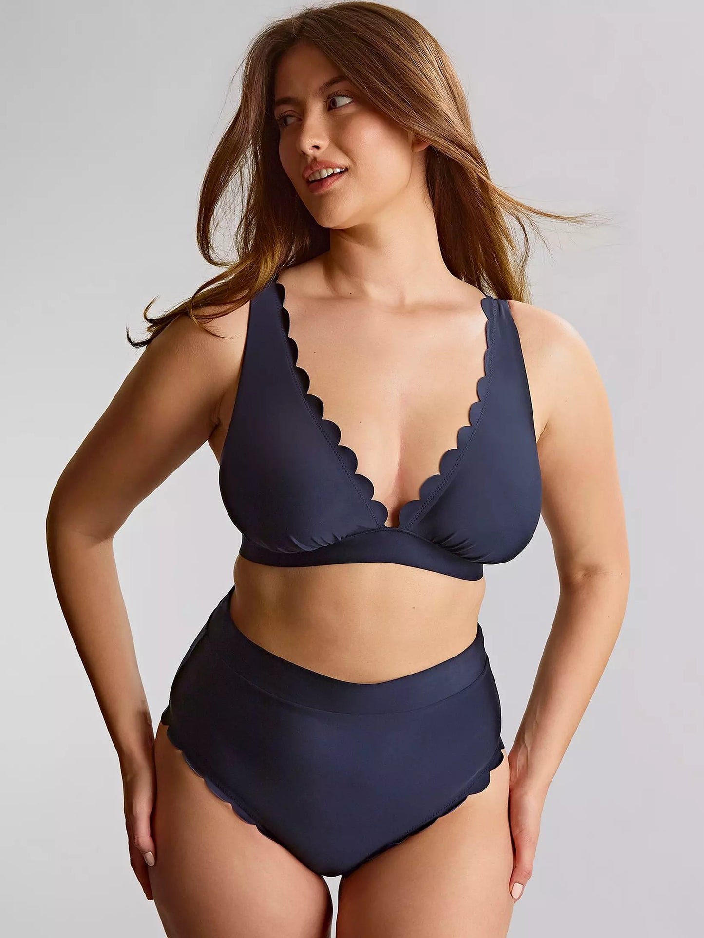 Signature Scallop High Waist Brief in Signature Ink Blue - Panache