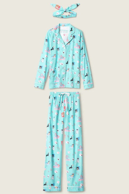 Flannels PJ Set In Turquoise - PJ Salvage