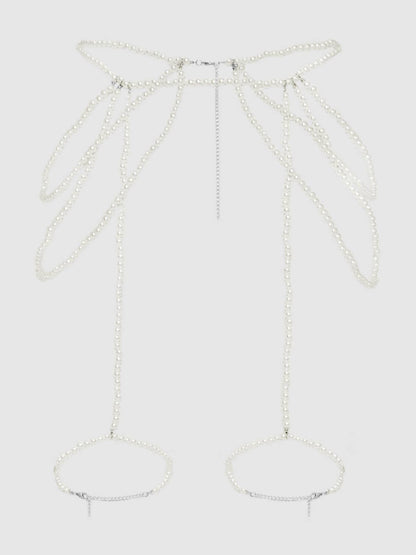 Pearl Draped Garter In White - House of Desire