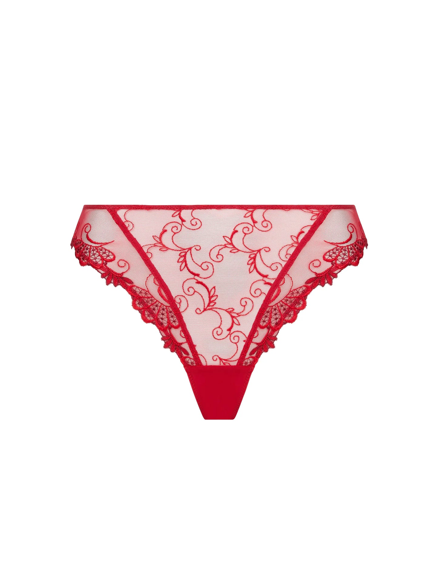 Dressing Floral Fancy Lace Brief In Red - Lise Charmel