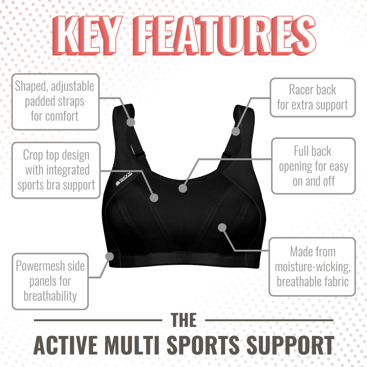 Active Multi Sports Bra In Dark Grey - Shock Absorber