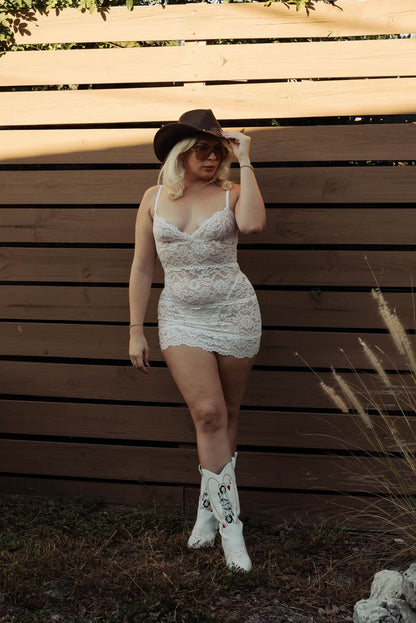 The Lace Mini Slip in White - Kilo Brava