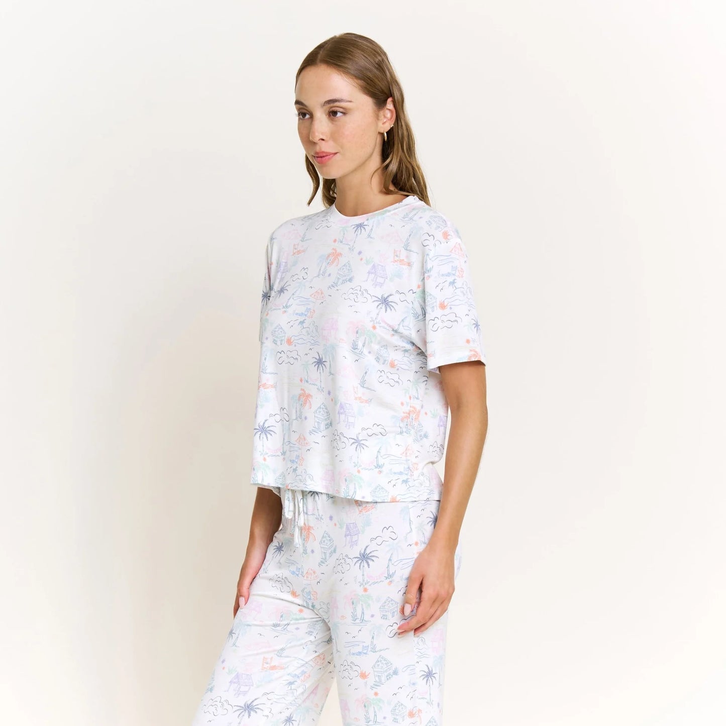 Sundown Sanctuary Tee Pant Set - Honeydew Intimates