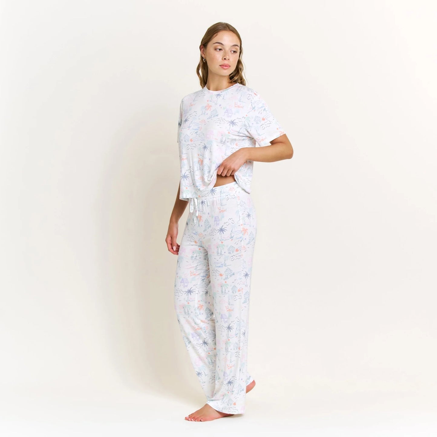 Sundown Sanctuary Tee Pant Set - Honeydew Intimates