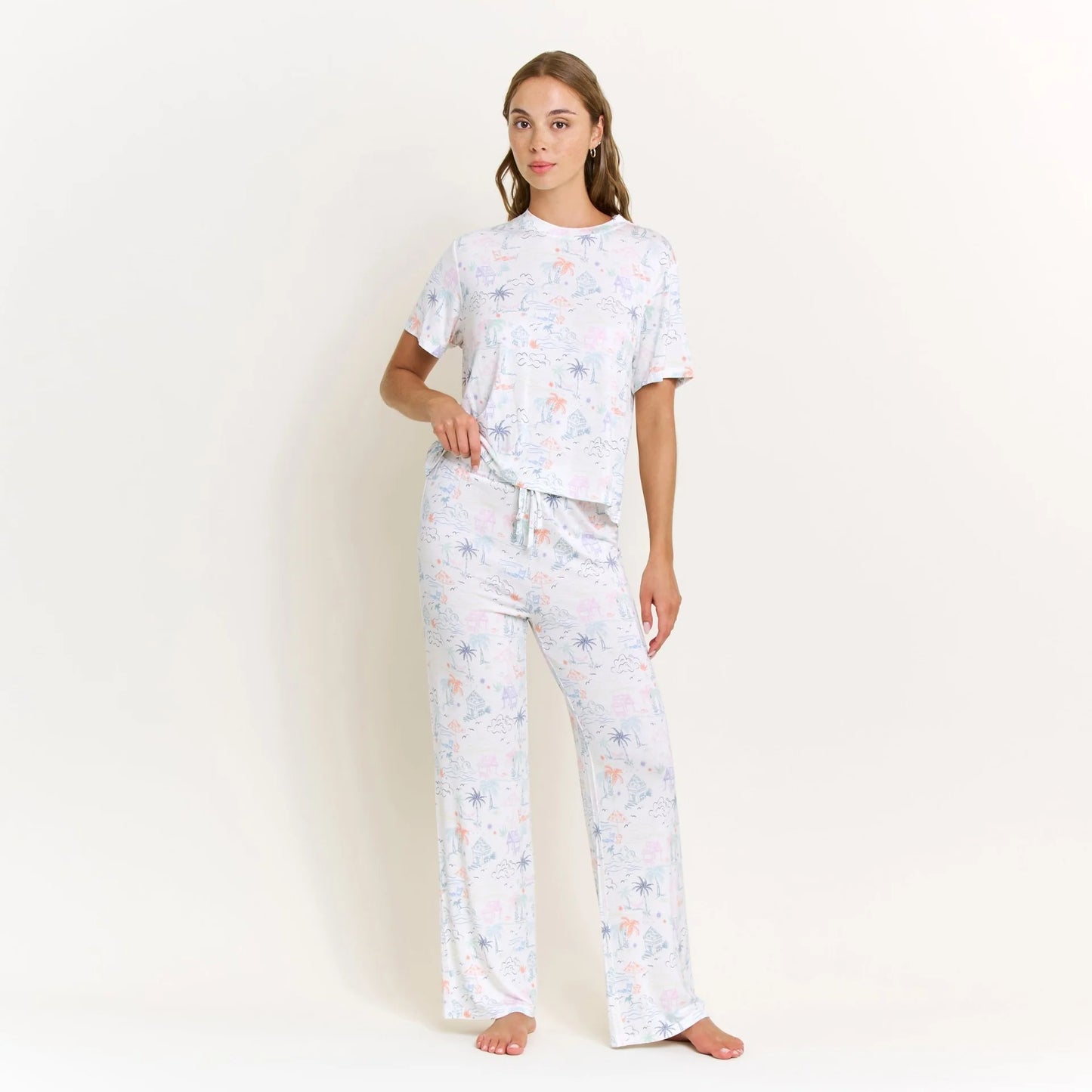 Sundown Sanctuary Tee Pant Set - Honeydew Intimates