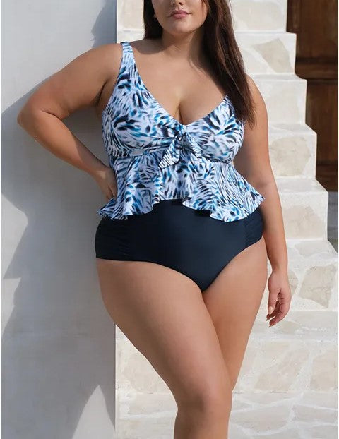 Boux Avenue Palma butterfly push up plunge bikini top - Blue - 30D, £16.00