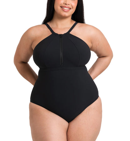 Zip Tide Non-Wired Multiway Swimsuit in Black - Curvy Kate