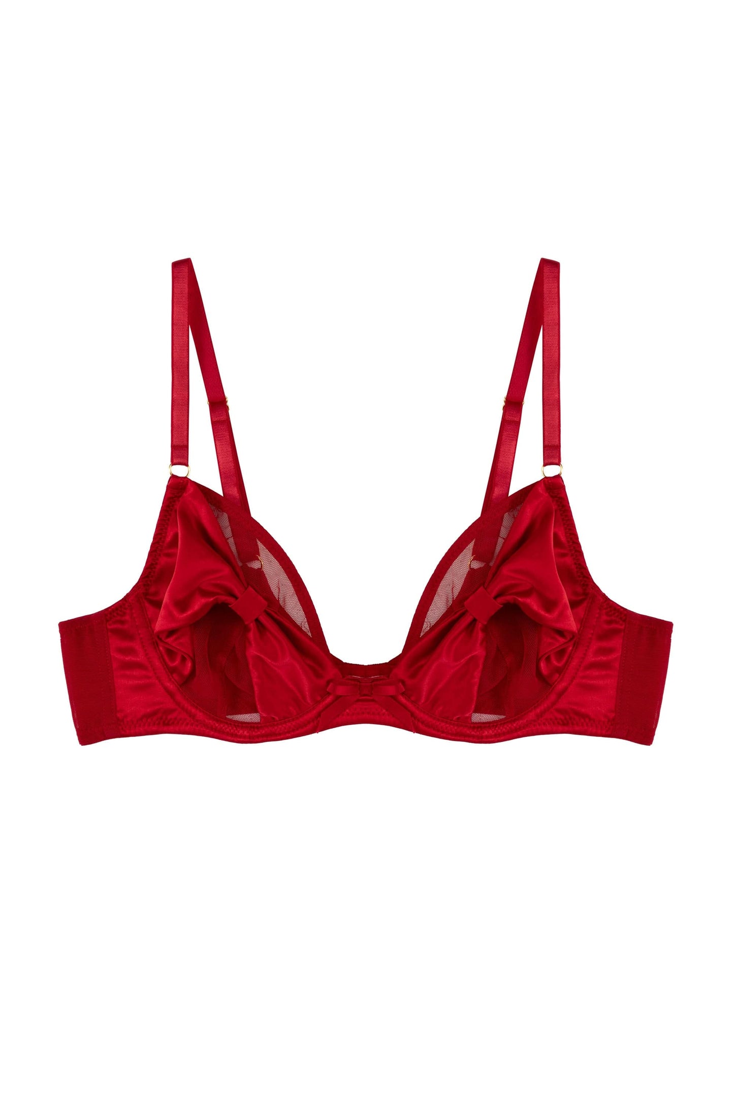 Annette Satin Bow Cup Bra In Red - Playful Promises