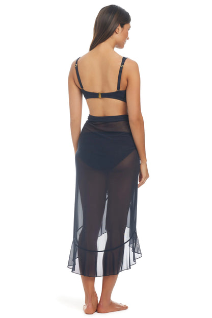 Be Transparent Mesh Ruffle Wrap Pareo - BLEU