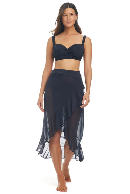 Be Transparent Mesh Ruffle Wrap Pareo - BLEU