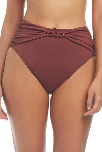 Ring Master 25 Hi-Waist With Ring Bikini Bottom In Chipotle - Blue