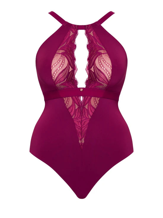 Scantilly Indulgence Stretch Lace Body In Berry Purple - Curvy Kate