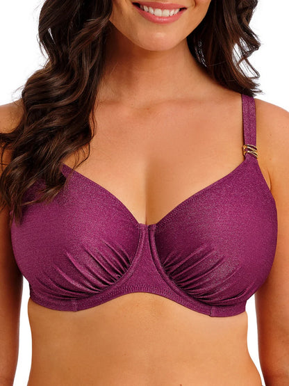 Paros Coast Gathered Full Cup Bikini Top in Berry Shimmer - Fantasie