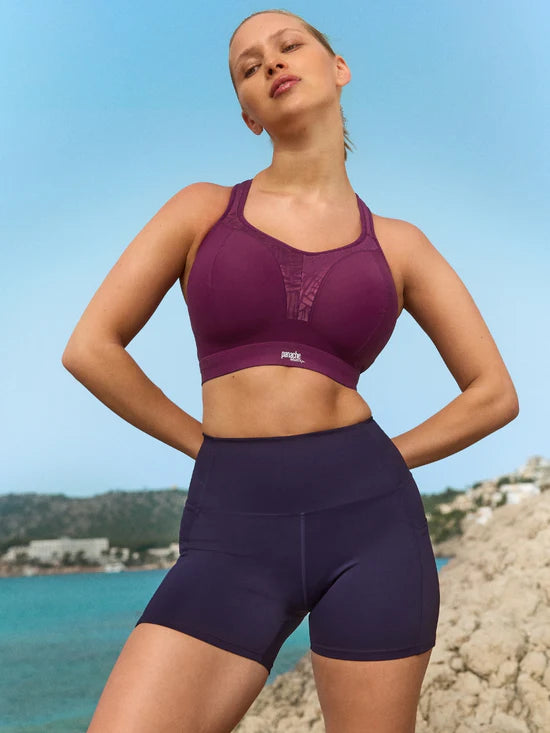 Boundless Non Wired Sports Bra In Berry/Chalk - Panache