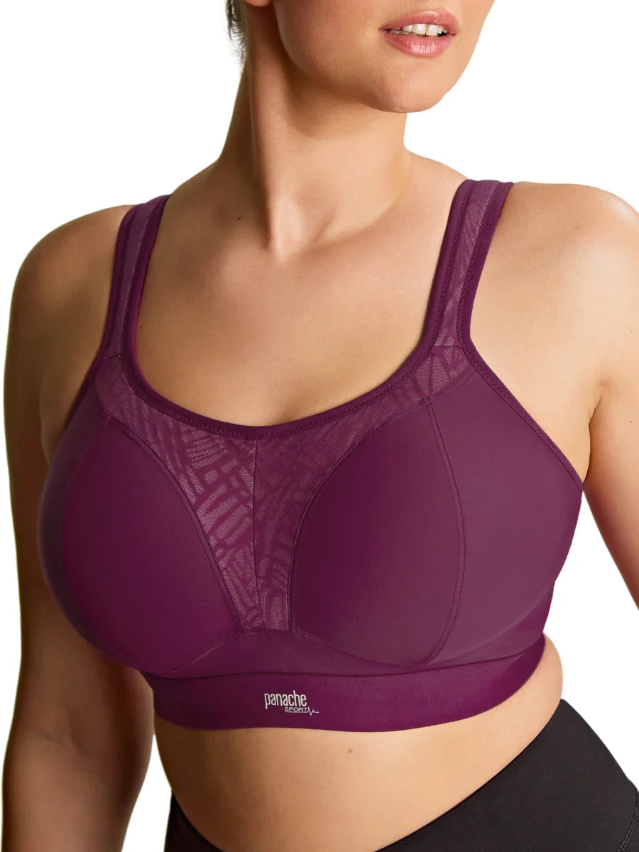 Boundless Non Wired Sports Bra In Berry/Chalk - Panache