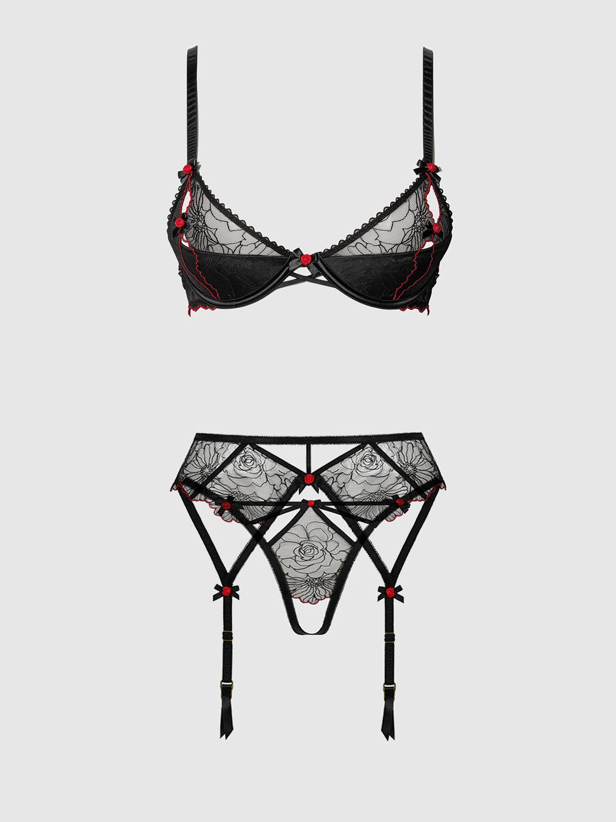 Ilena Embroidered Tulle Lingerie Set - House of Desire