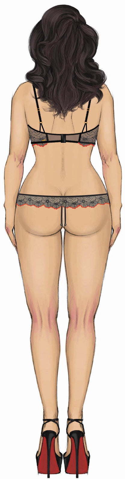 Ilena Embroidered Tulle Pearl Thong - House of Desire