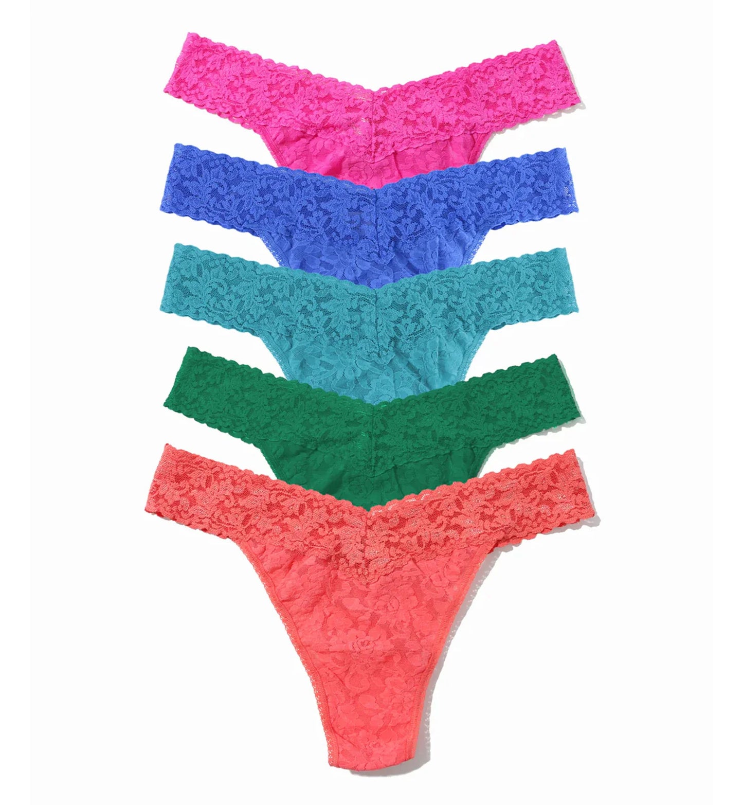 5 Original Rise Thongs in Ruby, Sun Kissed Yellow, Lush Green, Turkish Tile Blue, Sea Blue - Hanky Panky