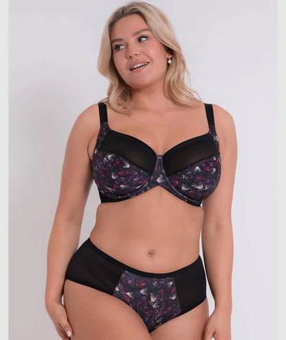 WonderFully Full Cup Side Support Bra In Black Floral - Curvy Kate Limited