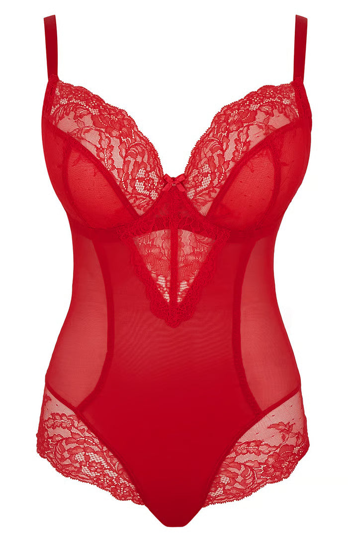 Non Padded Plunge Body in Salsa Red - Panache