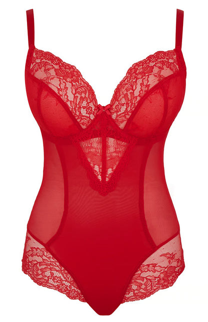 Non Padded Plunge Body in Salsa Red - Panache