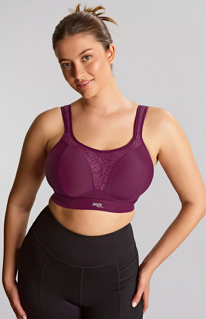 Boundless Non Wired Sports Bra In Berry/Chalk - Panache