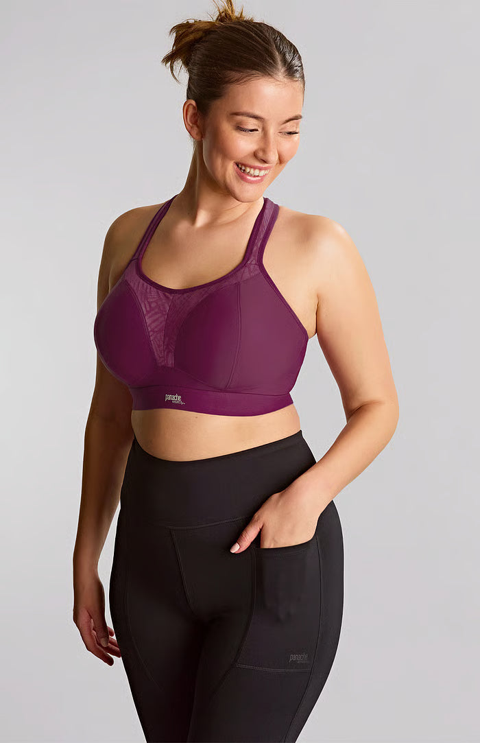 Boundless Non Wired Sports Bra In Berry/Chalk - Panache