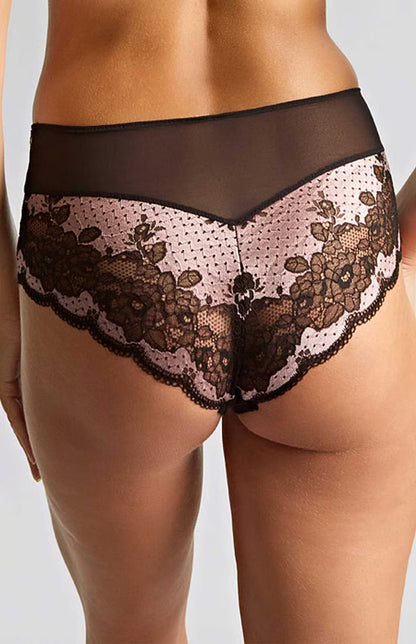 Clara Deep Brief In Black and Pink - Panache