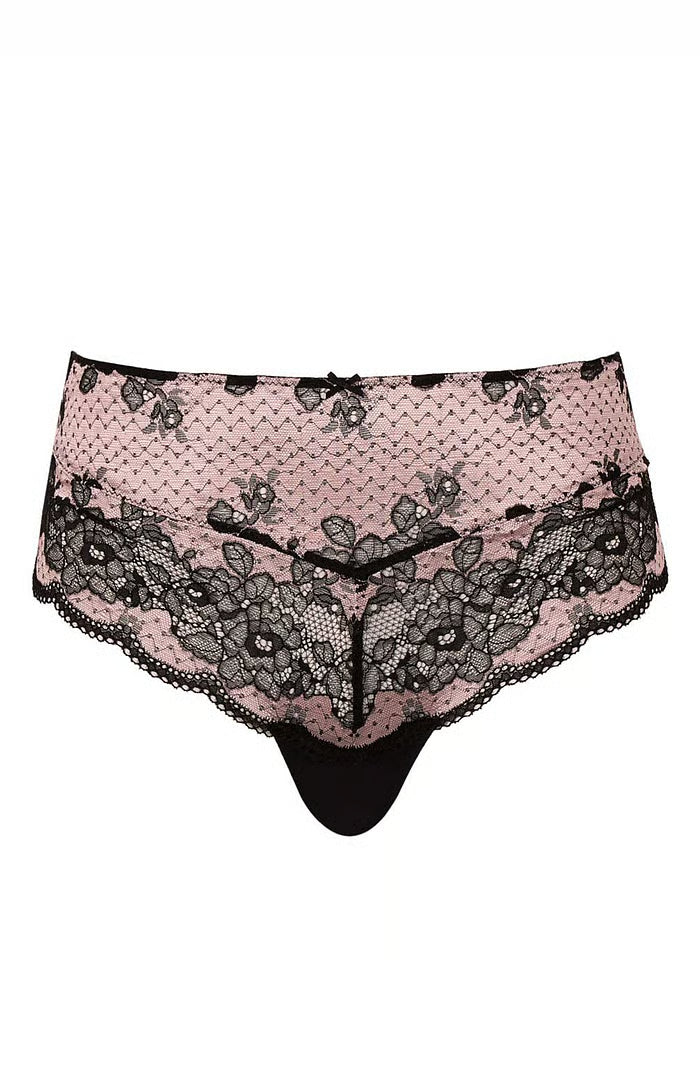 Clara Deep Brief In Black and Pink - Panache