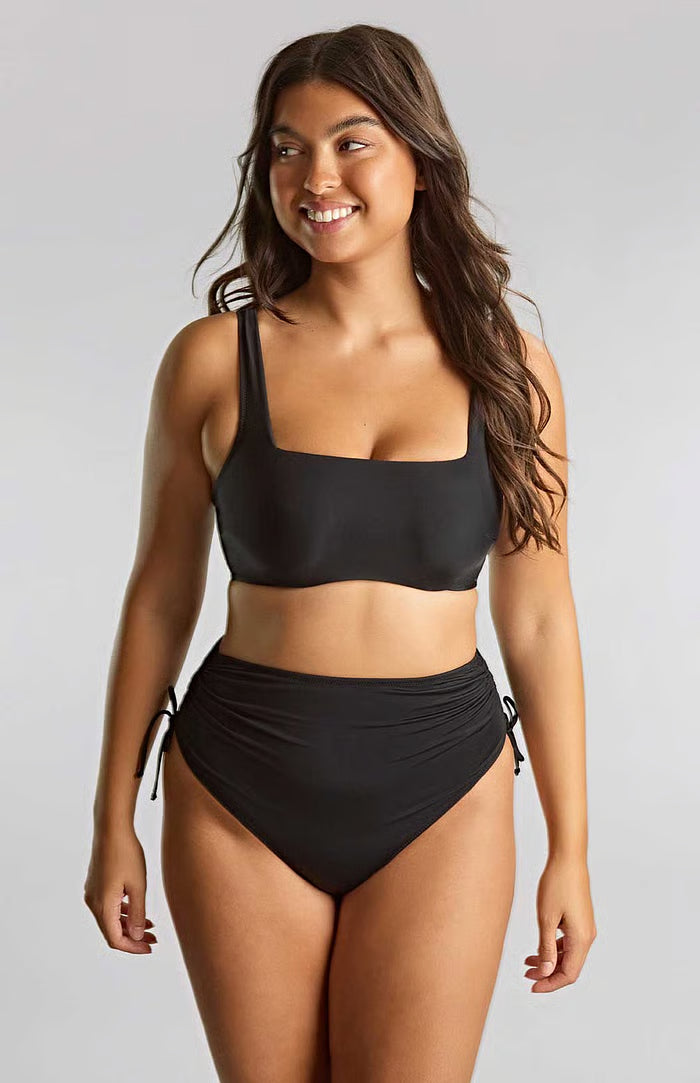 Gina Square Neck Crop Top In Black - Panache