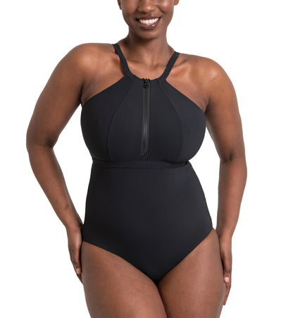 Zip Tide Non-Wired Multiway Swimsuit in Black - Curvy Kate