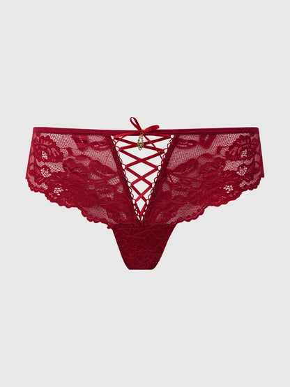 Bella Lace Up Front Lace Tanga - House of Desire