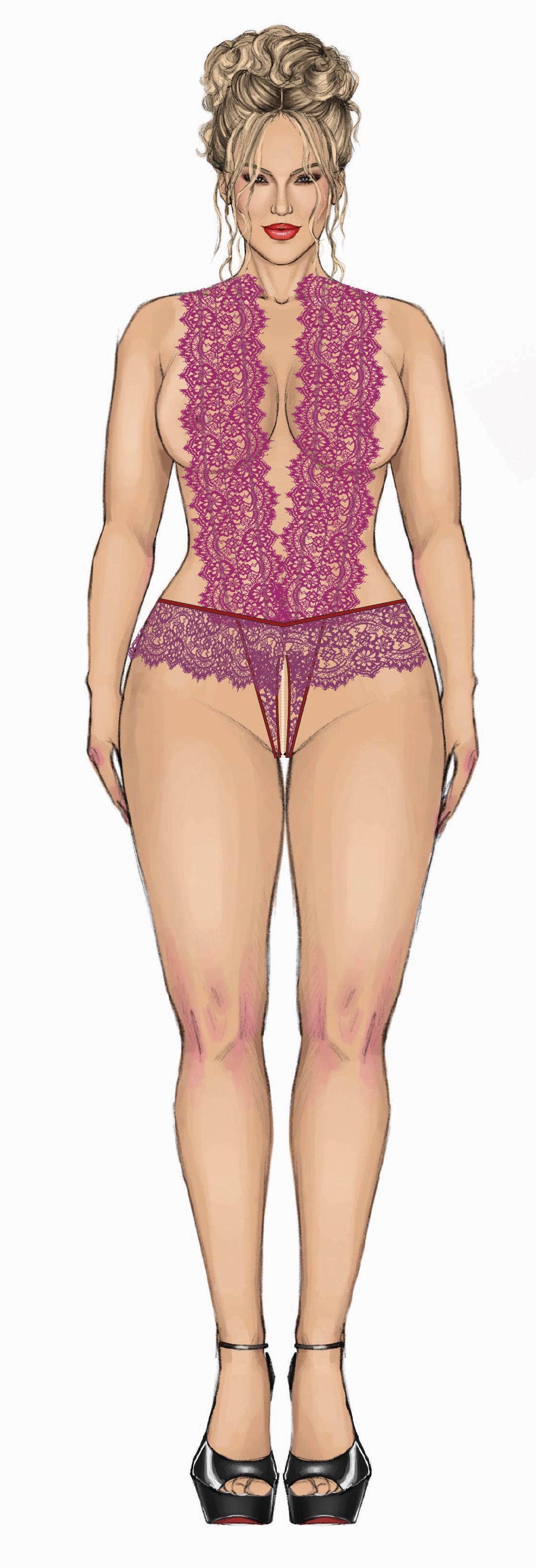 Jocelyn Lace & Pearl Crotchless Teddy - House of Desire